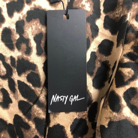 Nasty Gal Womens Leopard Cheetah Dress NEW Size 2 Puff Sleeve Party Animal Print - Picture 2 of 5